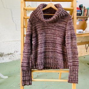 Ann Taylor Loft Purple Mauve Chunky Knit Cowl Neck Sweater (size M)